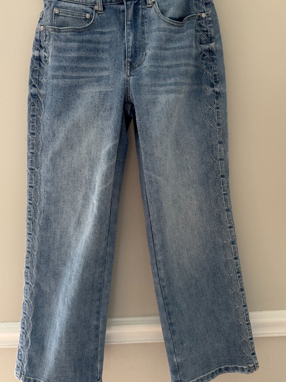 OAT New York Embroidered Straight Leg Jeans Size 0/25